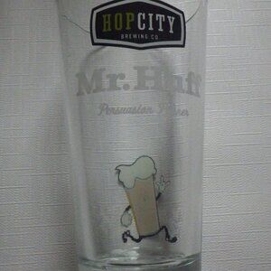 FUN HOP CITY Pint Glass Mr. Huff Persuasion Pilsner Glass NEW Etched base Beer